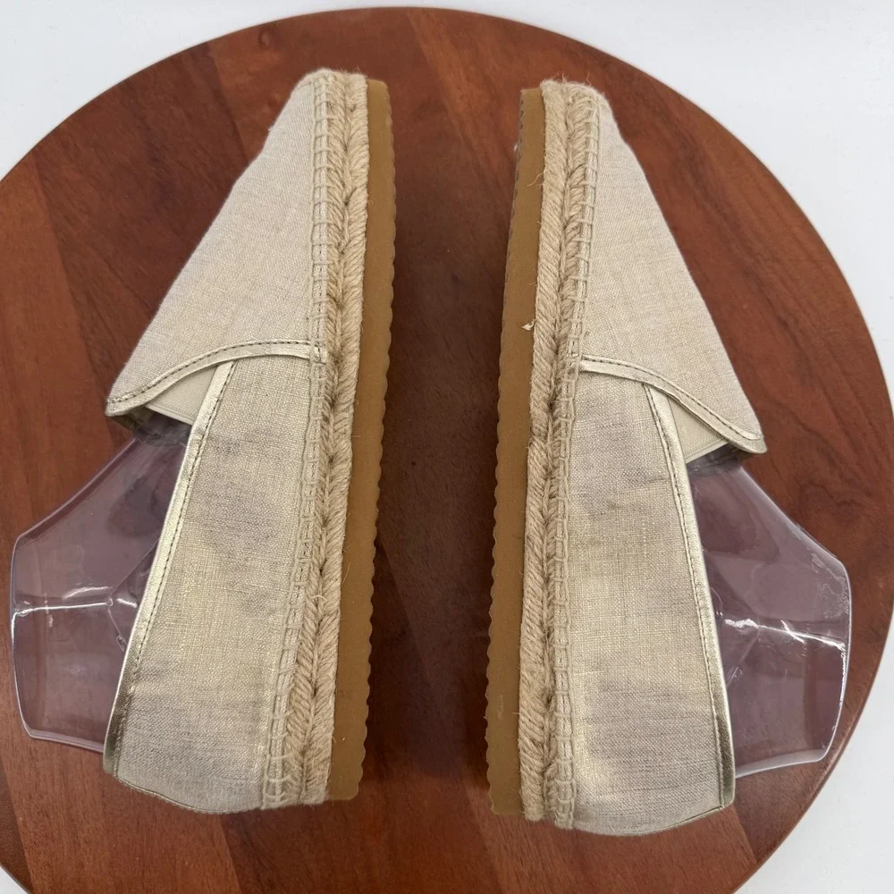 Michael Kors Kendrick Pale Gold‎ Metallic Espadrille Slip On Flats Womens 10M